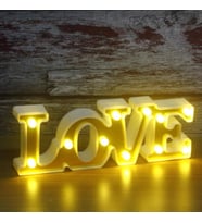 30cm Led Işıklı Plastik Love Yazısı Gece Lambası (Sarı)