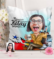 BK Gift Kişiye Özel Bayan Muhasebeci Karikatürlü  Yastık  1