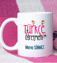 Türkçe Öğretmeni Tasarımlı Kişiye Özel Türkçe Öğretmeni Kupa Bardak