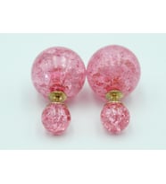 Opal Boncuk Renkli Kristal Küre Saplama Küpe 11 renk Pembe