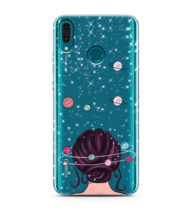 Space Girl Tasarım Süper Şeffaf Silikon Telefon Kılıfı Huawei Y9 (2019)