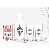 BK Gift Kişiye Özel Renkli Baskılı İsimli İkili Rakı Bardağı Karaf ve Cep Kitabı Hediye Seti-110 (Model 1)