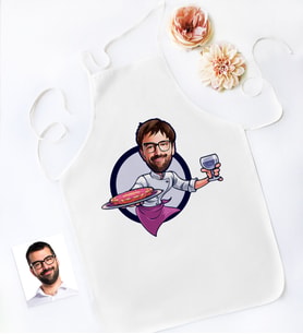 BK Gift Kişiye Özel Bay Chef Karikatürlü Mutfak Önlüğü-13 (Beyaz)