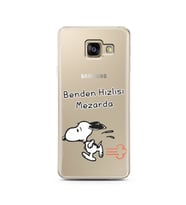 Snoopy Tasarımlı Süper Şeffaf Silikon Telefon Kılıfı Samsung A3 (2017)