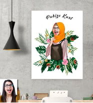 BK Gift Kişiye Özel Türbanlı Karikatürlü  Afiş Poster 50 X 70 Cm 39781