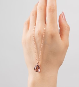 Renkli tektaş rose gold gümüş kolye