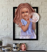 BK Gift Kişiye Özel Kız Çocuk İllüstrasyon Tasarımlı 3D Ahşap Tablo-2