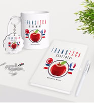 BK Gift Kişiye Özel Fransızca Öğretmeni Kupa Anahtarlık Beyaz Defter Kalem Hediye Seti-3 (Model 1)