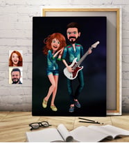 BK Gift Kişiye Özel Sevgililer Animasyon Karikatürlü Kanvas Tablo 50x70cm -31