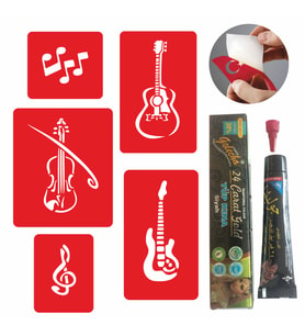Müzik Dövmesi Kına ve Şablon Seti Tattoo