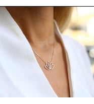 24 Ayar Has Altın Kaplama Lotus Çiçeği  Gümüş Kolye (Gold)