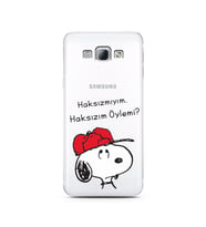 Snoopy Tasarımlı Süper Şeffaf Silikon Telefon Kılıfı Samsung A8 (2015)  