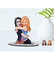 BK Gift Kişiye Özel Anne Kız Karikatürlü Ahşap Biblo Model-2, Anneye Hediye, Doğum Günü Hediyesi (Beyaz)