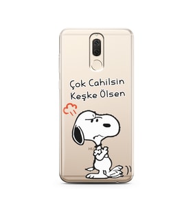 Snoopy Tasarımlı Süper Şeffaf Silikon Telefon Kılıfı Huawei Mate 10 Lite 