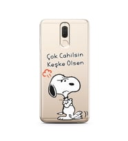Snoopy Tasarımlı Süper Şeffaf Silikon Telefon Kılıfı Huawei Mate 10 Lite 