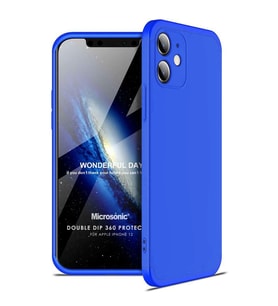 Microsonic Apple iPhone 12 Kılıf Double Dip 360 Protective Mavi