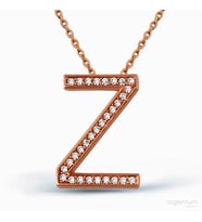 Zirkon Taşlı Gümüş Z Harfi Kolye - N091701 (Rose)