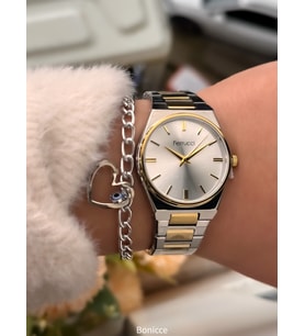 Ferrucci Sarı Gümüş Çelik Kordon Modern Kadın Kol Saati Bileklik Hediyeli