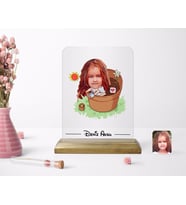 BK Gift Kişiye Özel Kız Çocuk Karikatürlü Ahşap Standlı Çerçeve-10 (Beyaz)