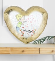 BK Gift Kişiye Özel Sevgililer Günü Altın Yaldız Sihirli Kalp Yastık  65