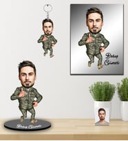 Kişiye Özel Asker Karikatürlü 3 lü Hediye Seti Bay-4
