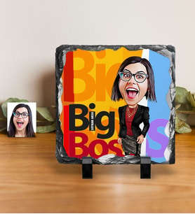 BK Gift Kişiye Özel Bayan Big Boss Karikatürlü Dekoratif Doğal Taş  2