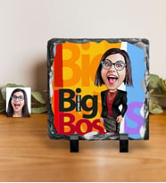BK Gift Kişiye Özel Bayan Big Boss Karikatürlü Dekoratif Doğal Taş  2