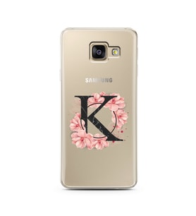 Pembe Çiçekli Harf Tasarım Süper Şeffaf Silikon Telefon Kılıfı Samsung A3 (2017)
