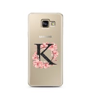 Pembe Çiçekli Harf Tasarım Süper Şeffaf Silikon Telefon Kılıfı Samsung A3 (2017)