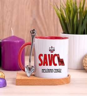 Savcı Ahşap Altlıklı Kırmızı Kupa Bardak
