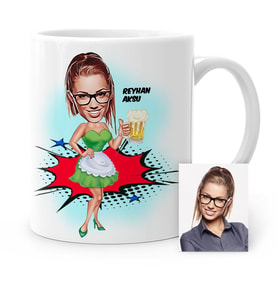 BK Gift Kişiye Özel Oktoberfest Karikatür Beyaz Kupa Bardak