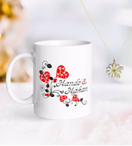 BK Gift Kişiye Özel Sevgililer Günü Kupa ve Çift İsimli Papatya Kolye-2 (Model 1)