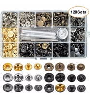 120 Set Karışık Renkli 12.5 MM Metal Çıt Çıt ve Saklama Kutusu