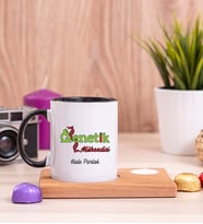 Genetik Mühendisi Ahşap Altlıklı Mumlu Siyah Kupa Bardak