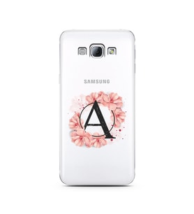 Pembe Çiçekli Harf Tasarım Süper Şeffaf Silikon Telefon Kılıfı Samsung A8 (2015)