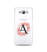 Pembe Çiçekli Harf Tasarım Süper Şeffaf Silikon Telefon Kılıfı Samsung A8 (2015)