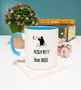 Asker Tasarımlı Kişiye Özel Asker Kupa Bardak Mavi