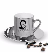 BK Gift Kişiye Özel Atatürk Temalı Aynalı Gümüş Türk Kahvesi Fincanı-19 (Beyaz)