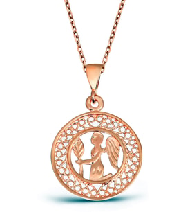 Başak Burcu Gümüş Madalyon Kolye - N136001 (Rose)
