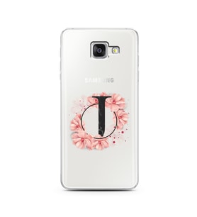 Pembe Çiçekli Harf Tasarım Süper Şeffaf Silikon Telefon Kılıfı Samsung A5 (2016)