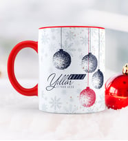 BK Gift Kişiye Özel Yılbaşı Mutlu Yıllar Temalı Kırmızı Kupa Bardak - 13