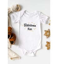 Babasının Kızı Baskılı Yarım Kollu Bebek Body & Zıbın