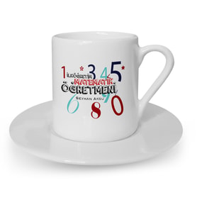 BK Gift Kişiye Özel İlköğretim Matematik Öğretmeni Türk Kahvesi Fincanı