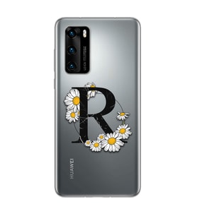 Papatya Harf Tasarım Süper Şeffaf Silikon Telefon Kılıfı Huawei P40 R-Harfi