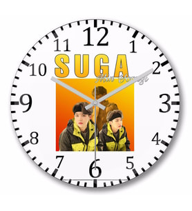 Bts Suga Min Yoongi Duvar Saati Bombeli Gercek Cam