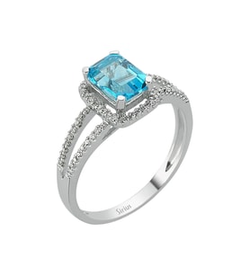 Sirius Pırlanta ve Oktagon Kesim Mavi Topaz Yüzük 0704R0238