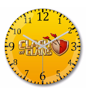 Clash Of  Clans Duvar Saati Bombeli Gercek Cam