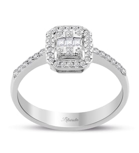 0.30 Ct Modern Tasarım Baget Kare Tektaş Yüzük