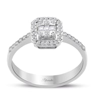 0.30 Ct Modern Tasarım Baget Kare Tektaş Yüzük