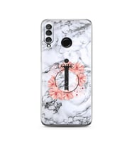Mermer Çiçekli Harf Tasarım Süper Şeffaf Silikon Telefon Kılıfı Huawei P30 Lite 